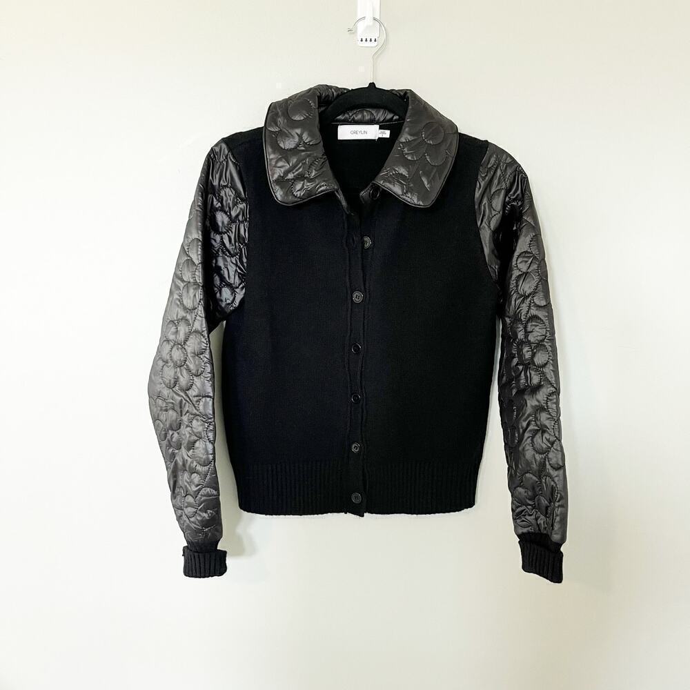 Greylin‎ Kristie Sweater Knit Quilted Soft Jacket black small